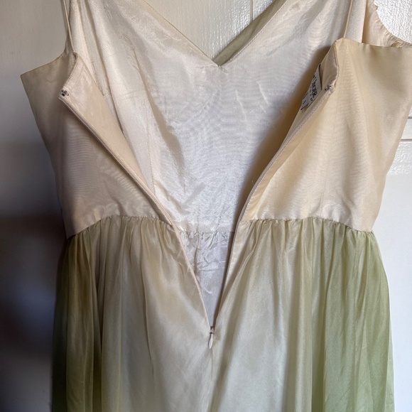 Kay Unger Yellow Green Silk Midi Dress Size 6 Fairycore - Picture 7 of 12